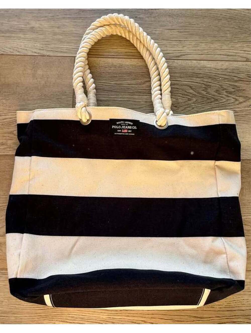Ralph Lauren Polo Jeans Co. Striped Canvas Tote Bag